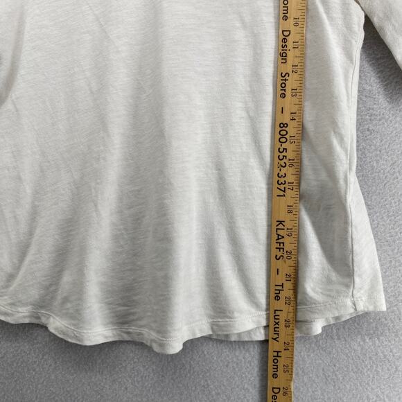 EILEEN FISHER Top XS Slub Organic Cotton Jersey V-Neck Elbow Sleeve White - Picture 9 of 10